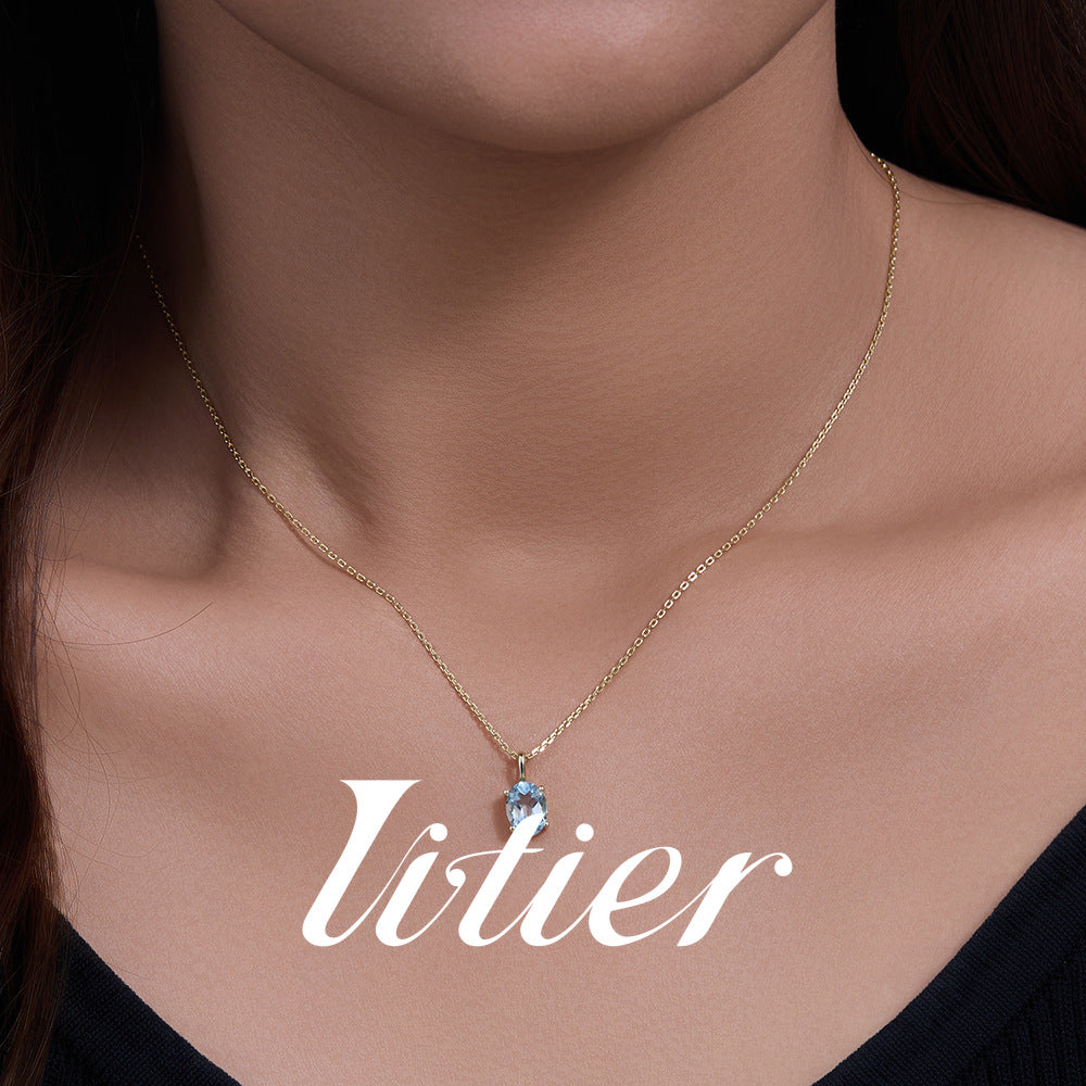 Energy Mood | Sky Blue Topaz Sterling Silver Necklace - VITIER