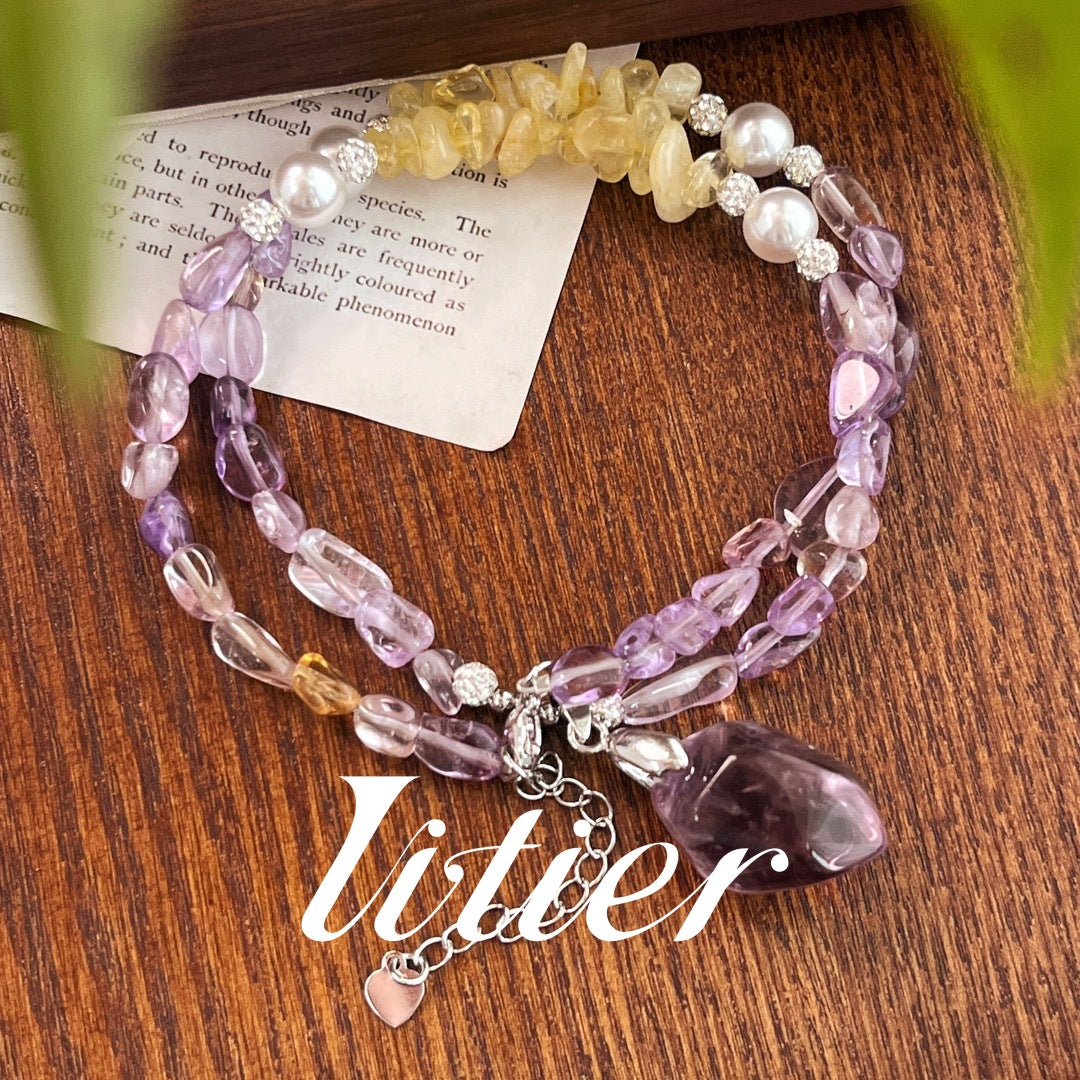 Maillard Style | Natural Amethyst Citrine Necklace - VITIER