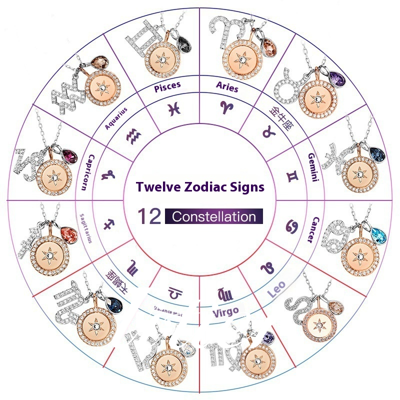 Crystal Natal Year Guardian | Twelve Constellation Necklace Female VITIER