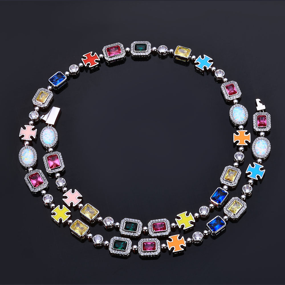 Street Color | Hip Hop Colored Gem Women's Necklace - VITIER