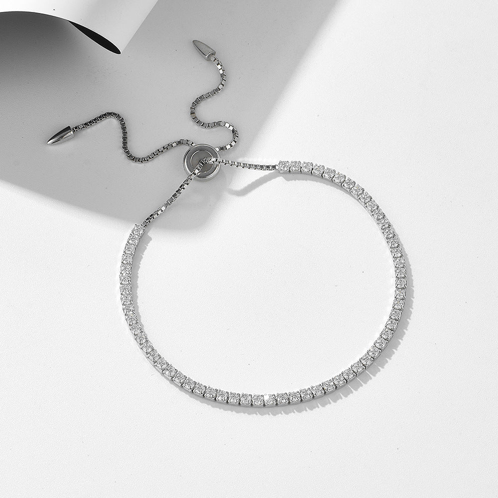 Exquisite and simple | Single row full diamond pull adjustable bracelet - VITIER
