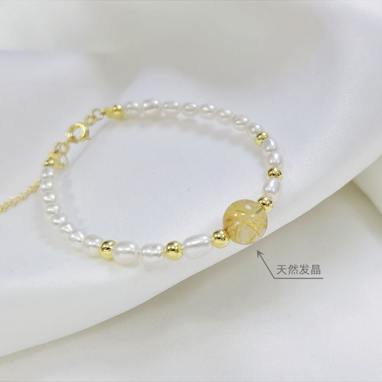 Natural Organic | Natural Crystal Handmade Strawberry Crystal Pearl Bracelet - VIITIER