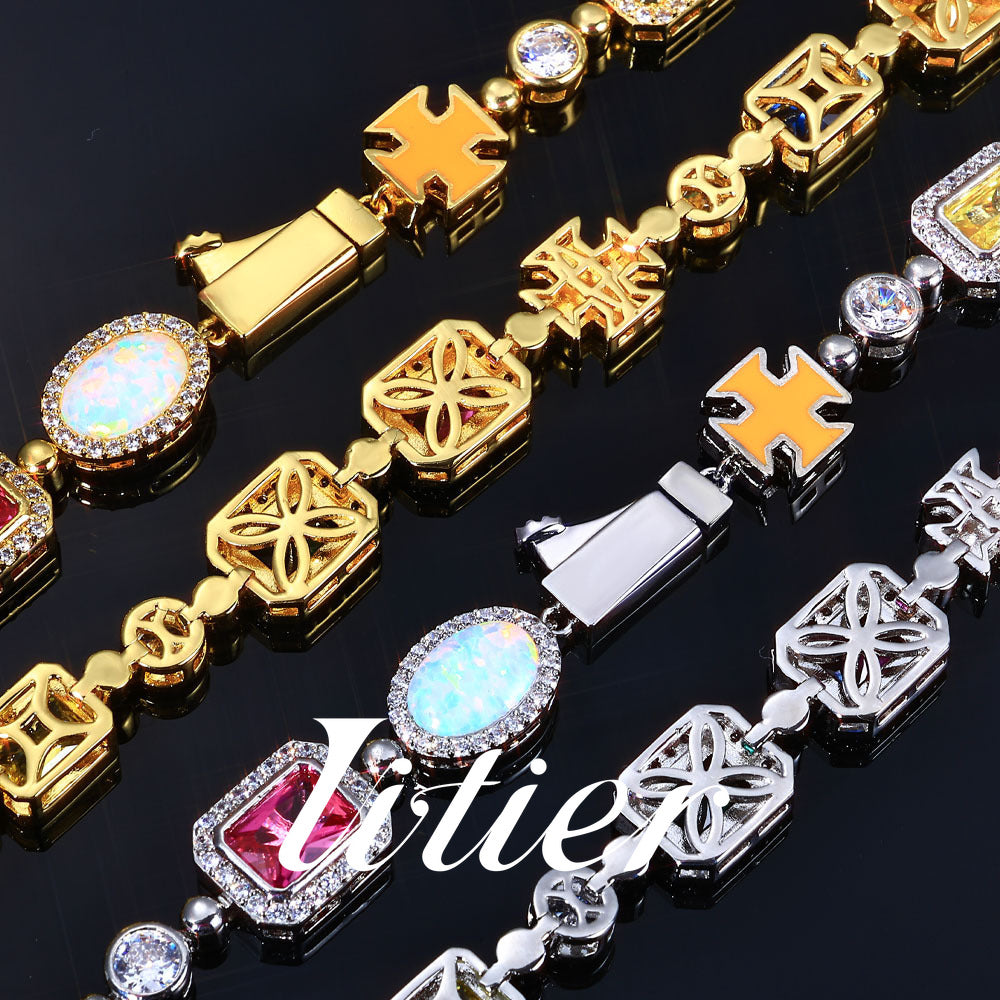 Street Color | Hip Hop Colored Gem Women's Necklace - VITIER