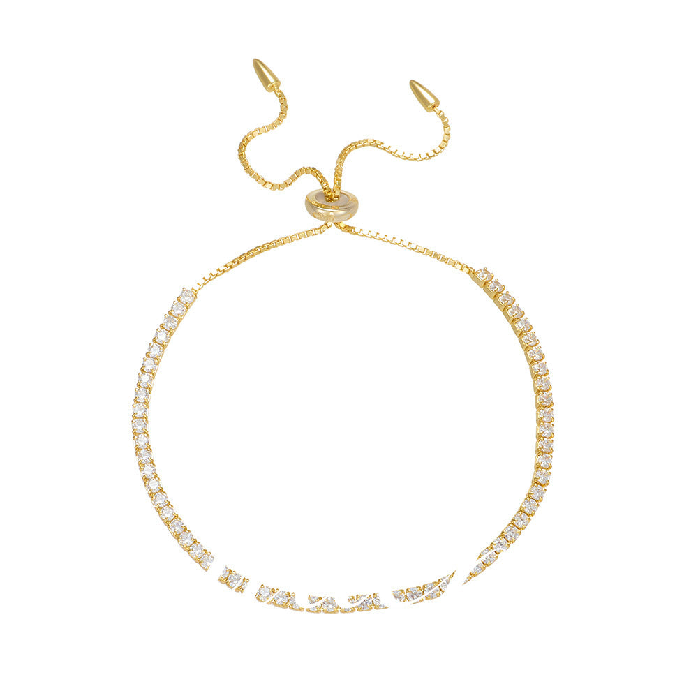 Exquisite and simple | Single row full diamond pull adjustable bracelet - VITIER