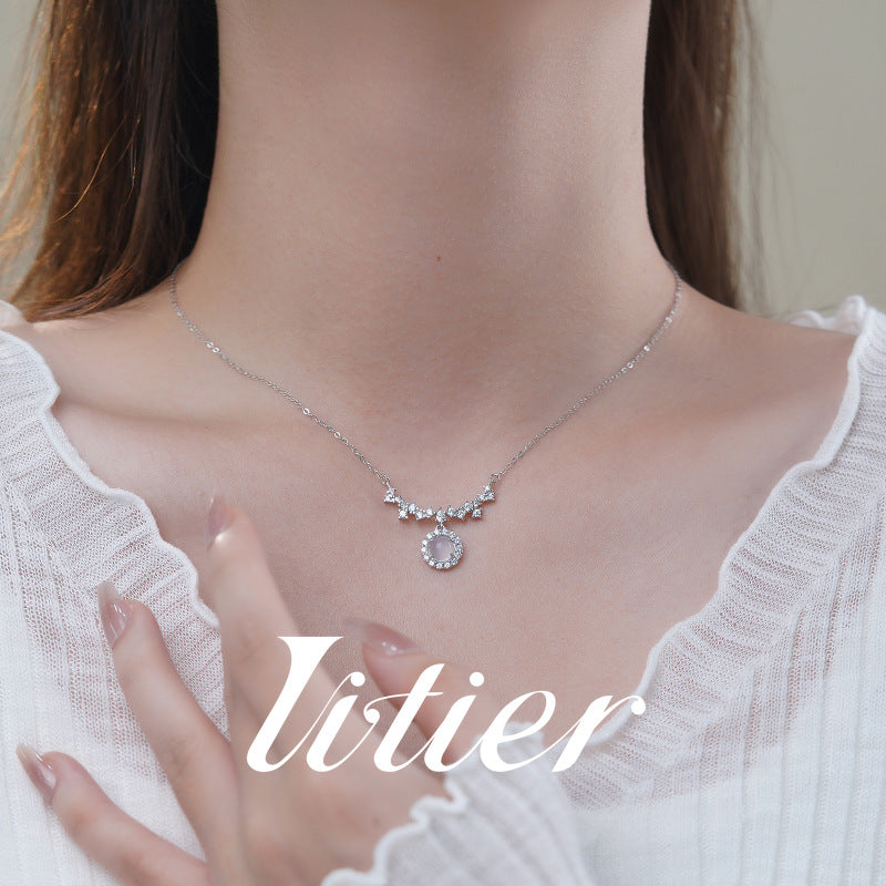 Reunion Energy | Happy Smile Zircon Round Clavicle Chain - VITIER
