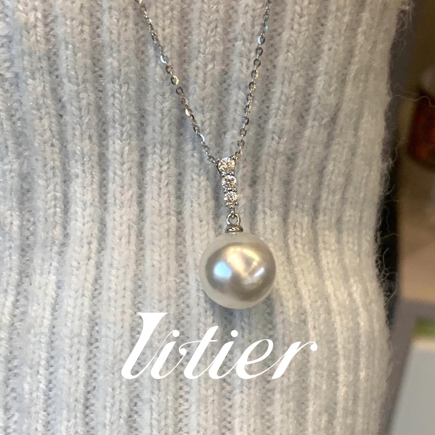 Round Melt Heart Chain | Australian White Pearl Necklace Clavicle Chain-VITIER