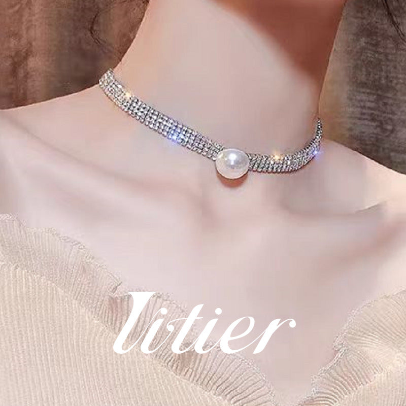 Light Luxury Elegance | Stacked Pearl Clavicle Chain - VITIER