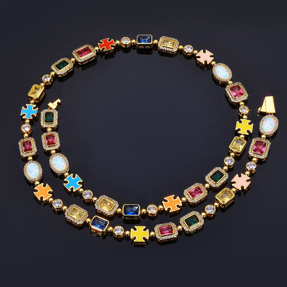 Street Color | Hip Hop Colored Gem Women's Necklace - VITIER
