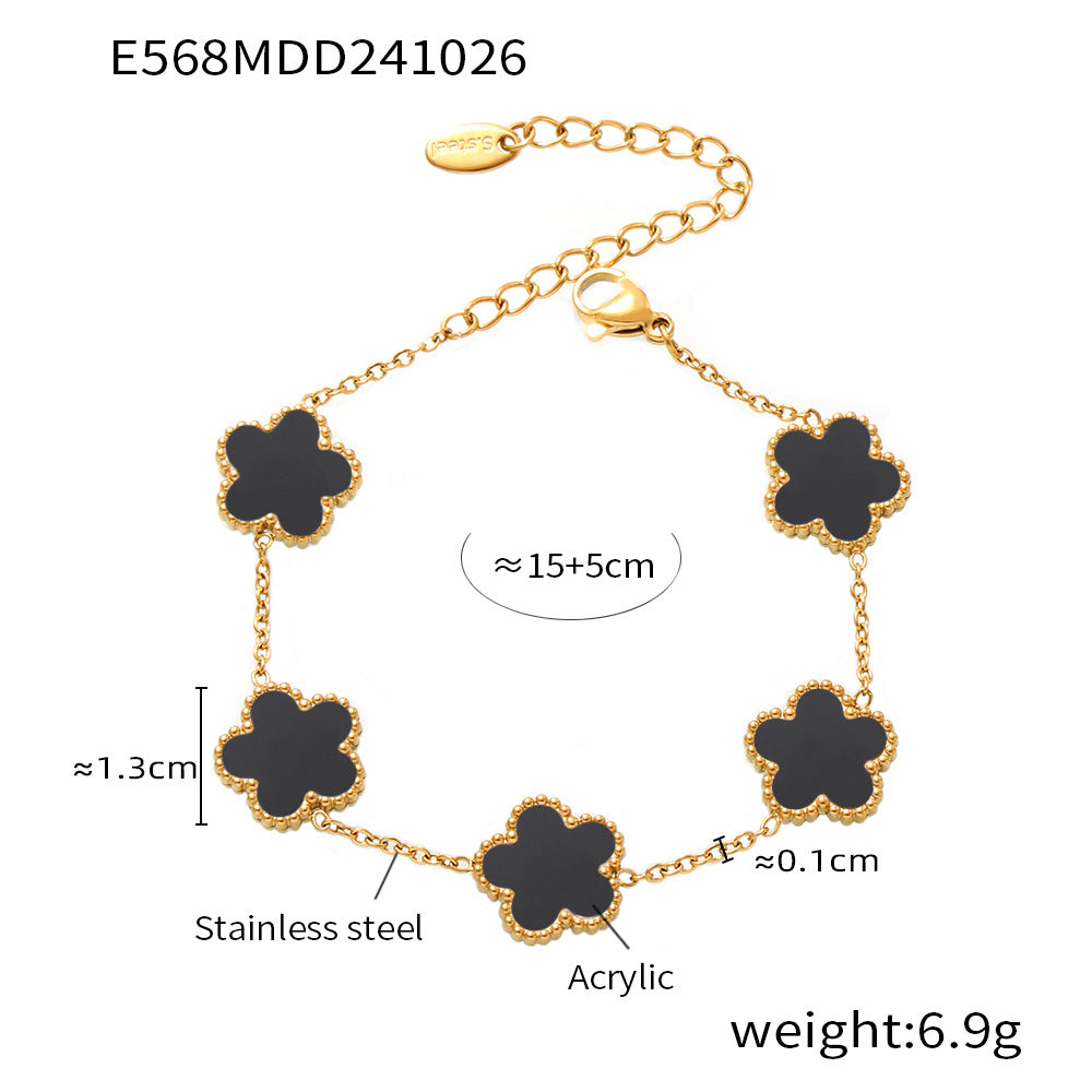 Lucky Transfer | Agate Five Leaf Flower Bracelet - VITIER