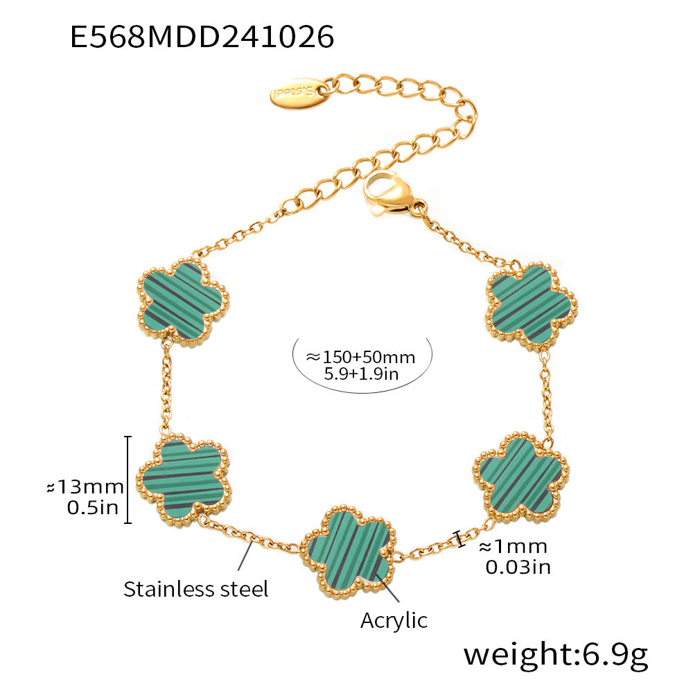 Lucky Transfer | Agate Five Leaf Flower Bracelet - VITIER