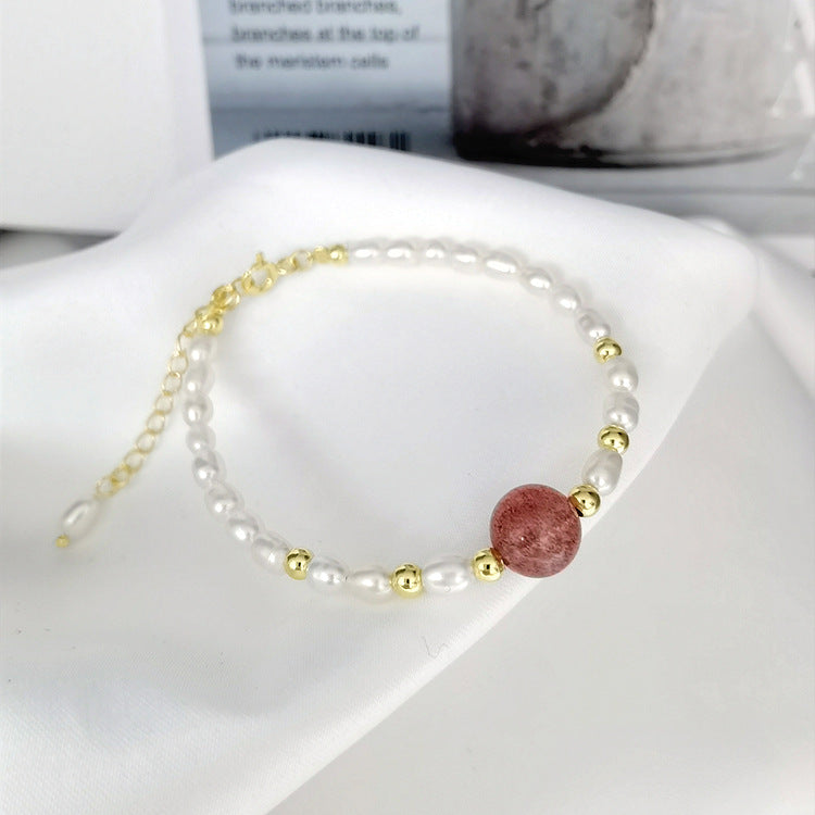 Natural Organic | Natural Crystal Handmade Strawberry Crystal Pearl Bracelet - VIITIER