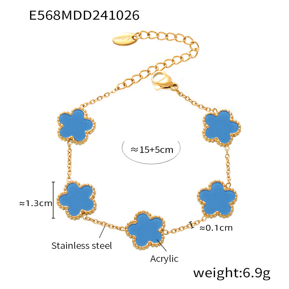 Lucky Transfer | Agate Five Leaf Flower Bracelet - VITIER
