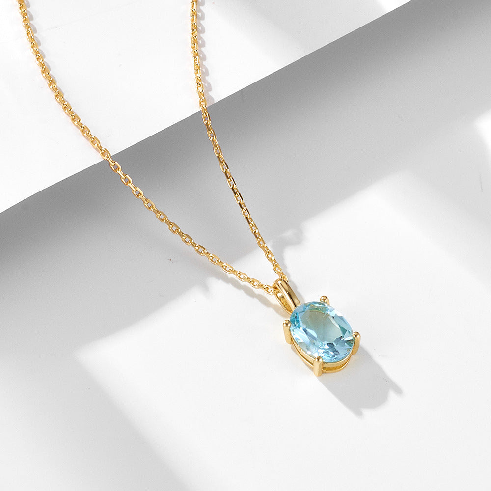 Energy Mood | Sky Blue Topaz Sterling Silver Necklace - VITIER