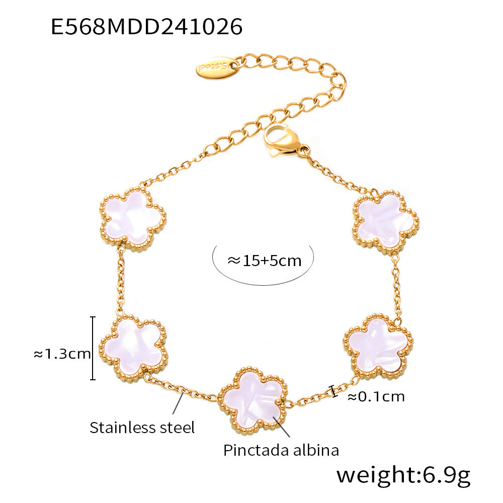 Lucky Transfer | Agate Five Leaf Flower Bracelet - VITIER