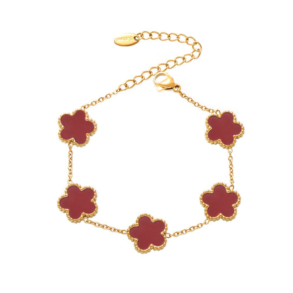 Lucky Transfer | Agate Five Leaf Flower Bracelet - VITIER