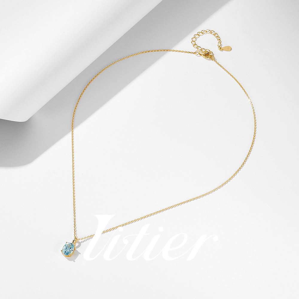 Energy Mood | Sky Blue Topaz Sterling Silver Necklace - VITIER