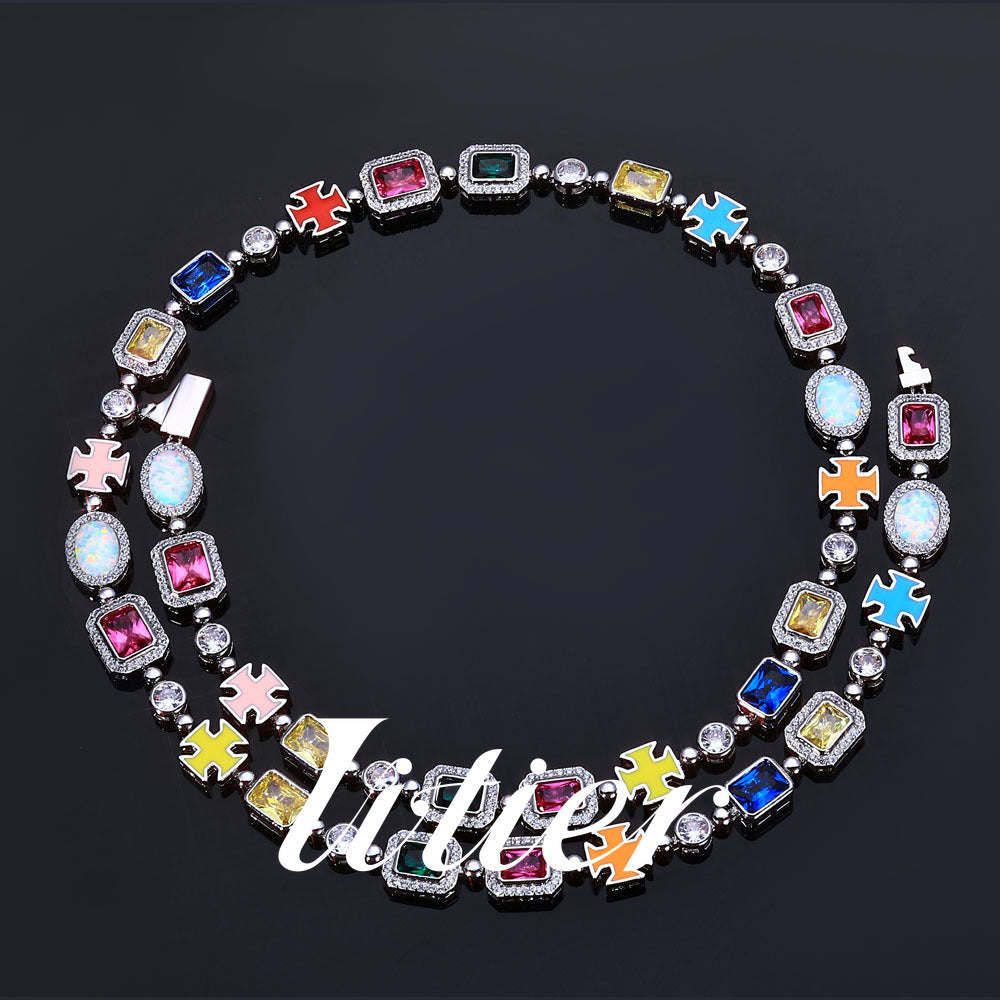 Street Color | Hip Hop Colored Gem Women's Necklace - VITIER