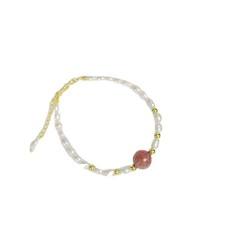 Natural Organic | Natural Crystal Handmade Strawberry Crystal Pearl Bracelet - VIITIER