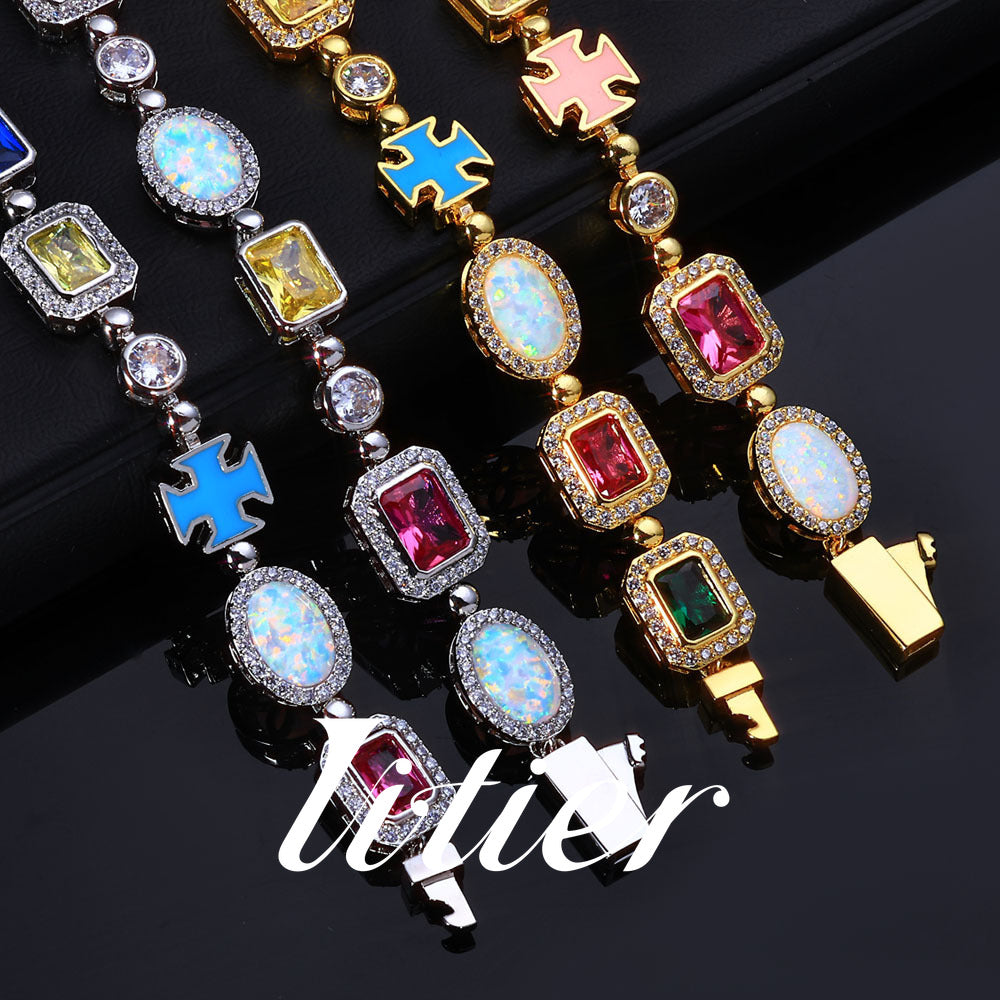 Street Color | Hip Hop Colored Gem Women's Necklace - VITIER
