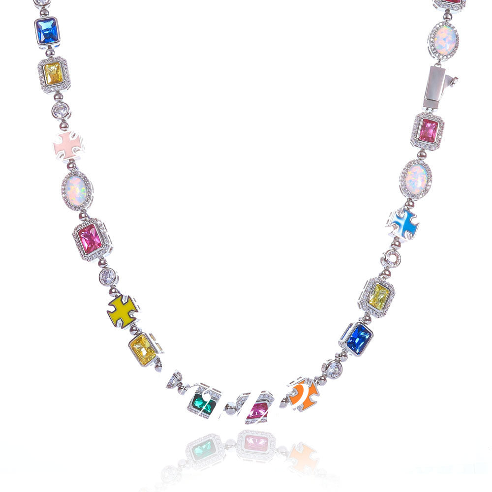 Street Color | Hip Hop Colored Gem Women's Necklace - VITIER