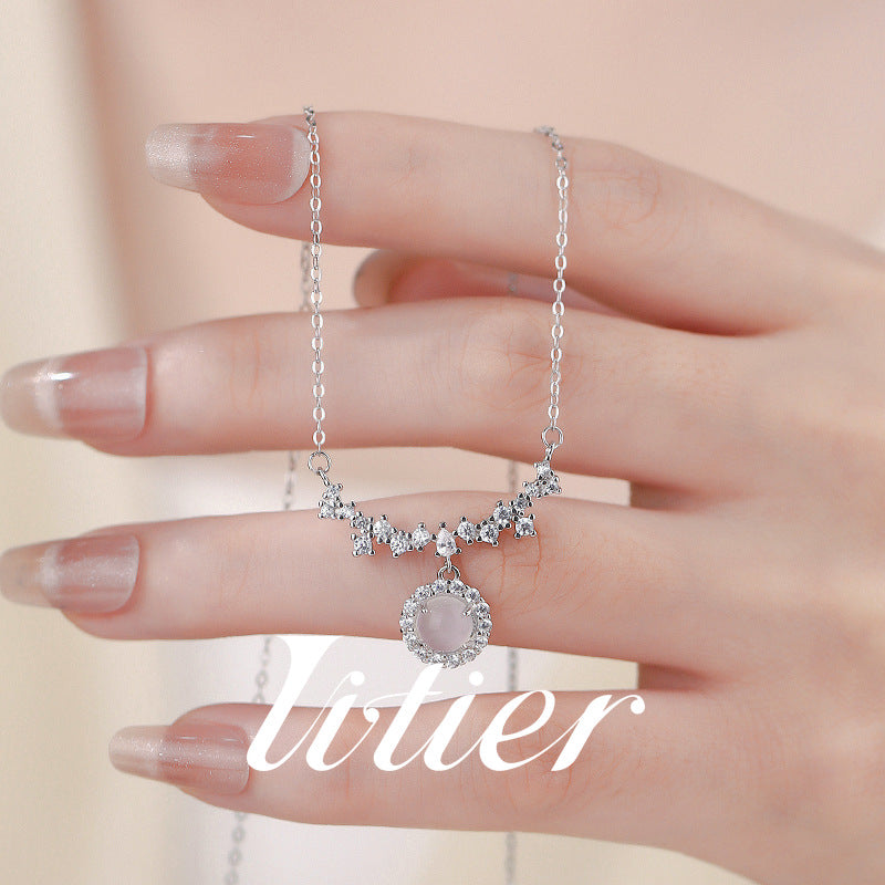 Reunion Energy | Happy Smile Zircon Round Clavicle Chain - VITIER